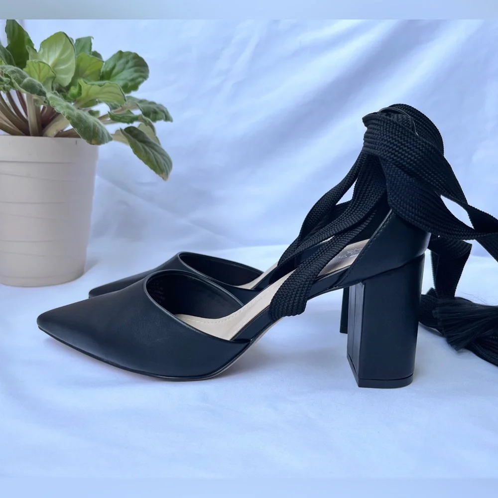 H&M | Black Tie-Up Block Heels - Picture 13 of 16
